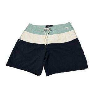 Abercrombie & Fitch Mens Board Shorts Size 31 Colorblock Blue Teal Swim Trunks